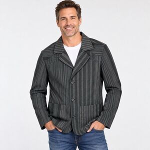 Diesel Blazer Mens Large Black Striped Y2K Casual Office Siren Wedding Guest